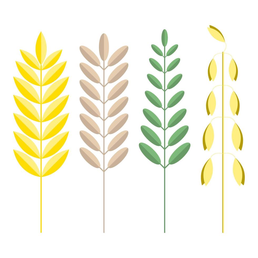set spikelets flat cartoon style isolated white background vector