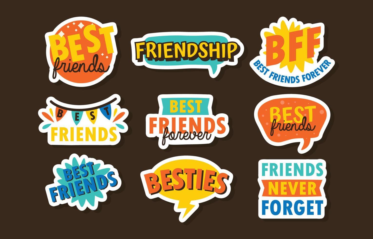 Friendship Day Doodle Sticker Collection vector