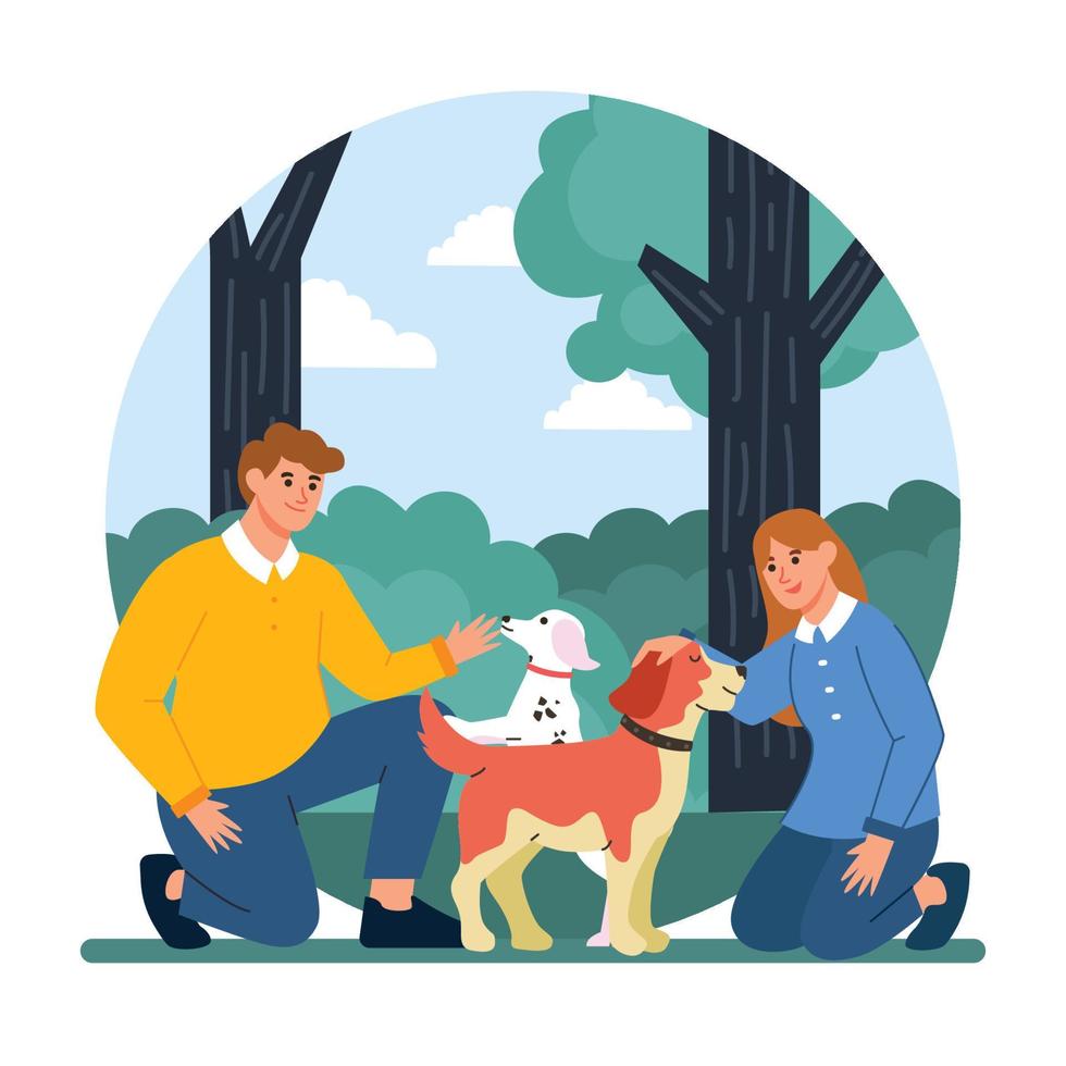 People Walk With Pets vector