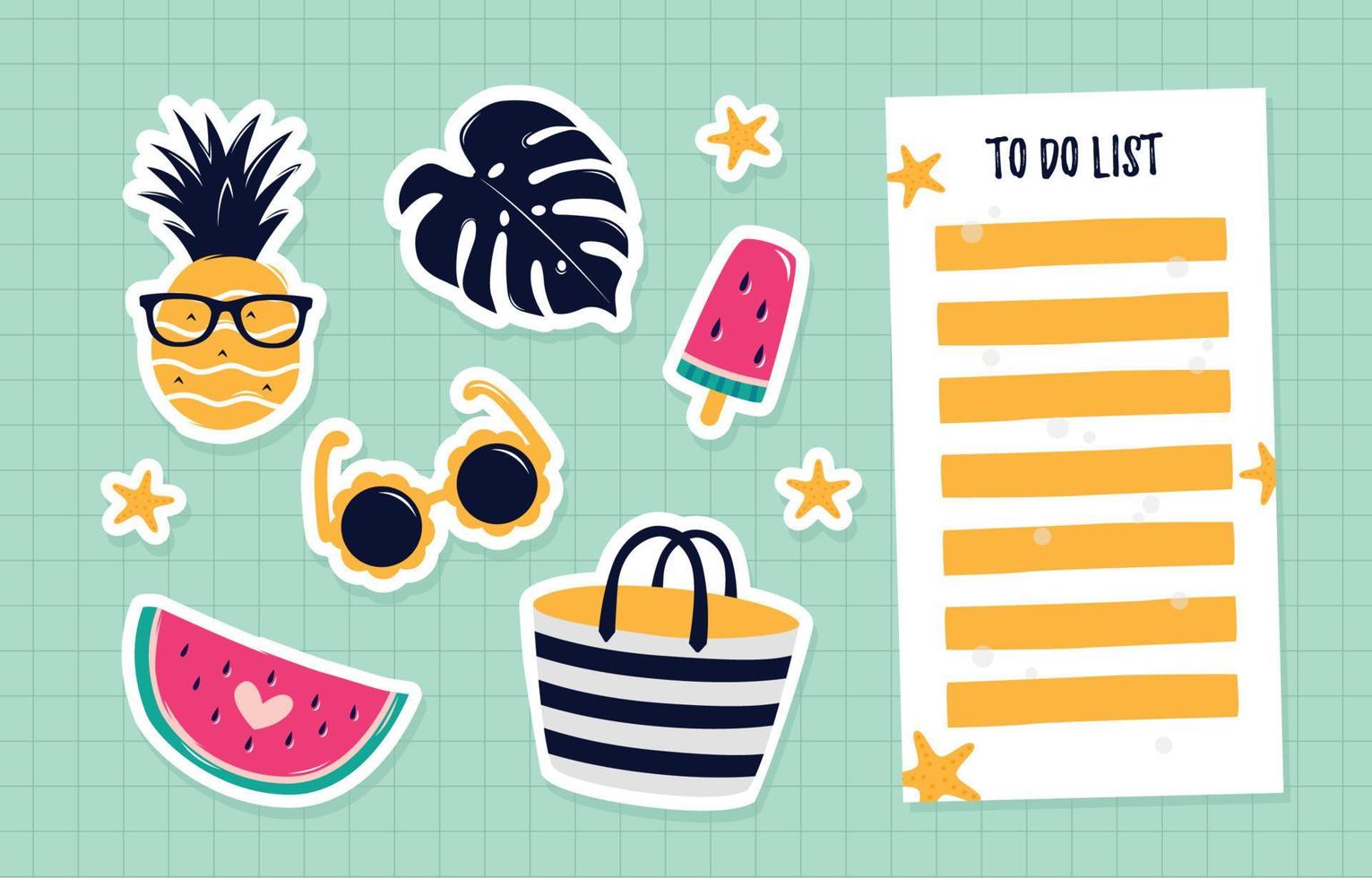 Cute Summer Holiday Sticker Collection vector