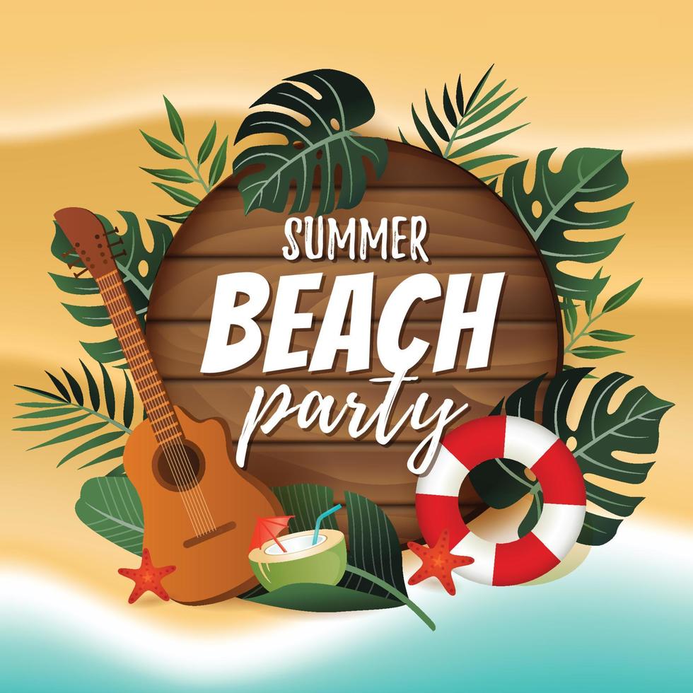 Summer Beach Party Social Media Post vector