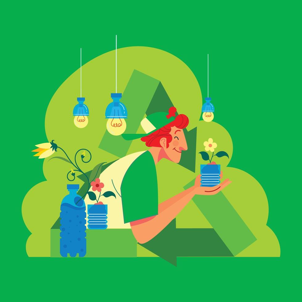 Recycling Plastic Bottles at Home vector