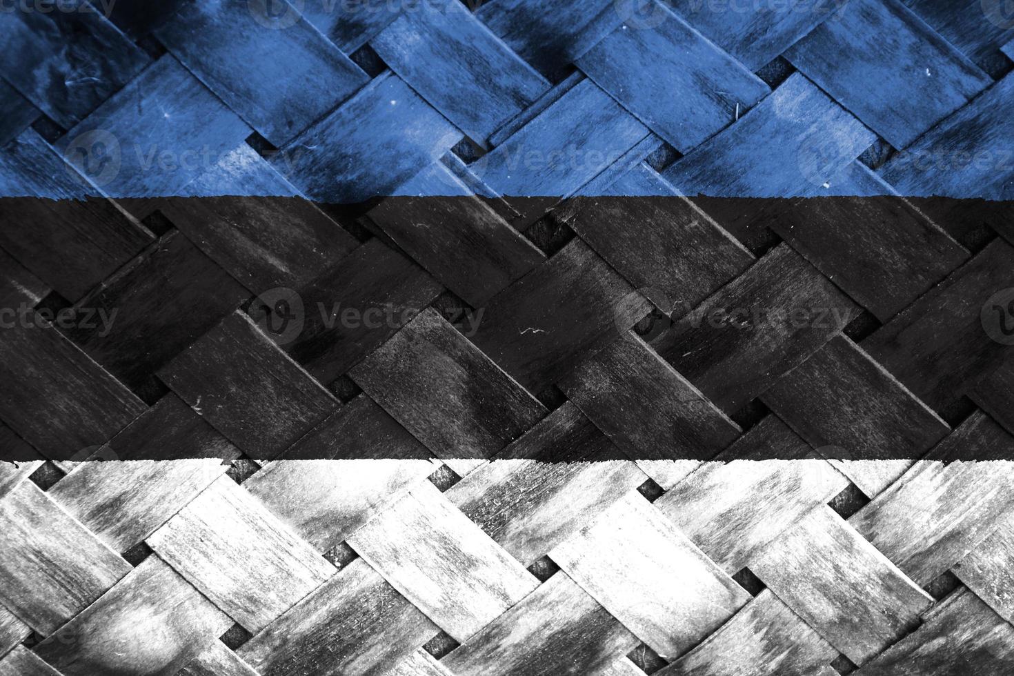 estonia flag screen on wicker wood background photo