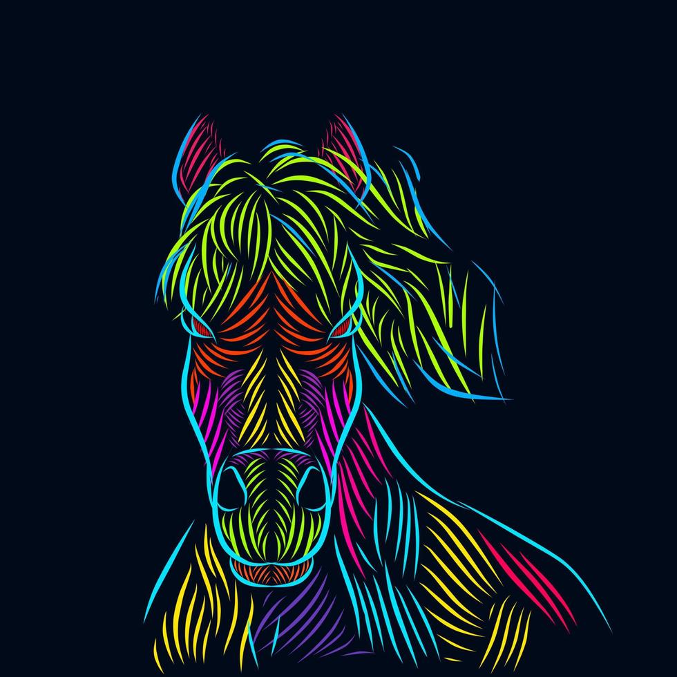 The horse animal line pop art portrait colorful logo design vector