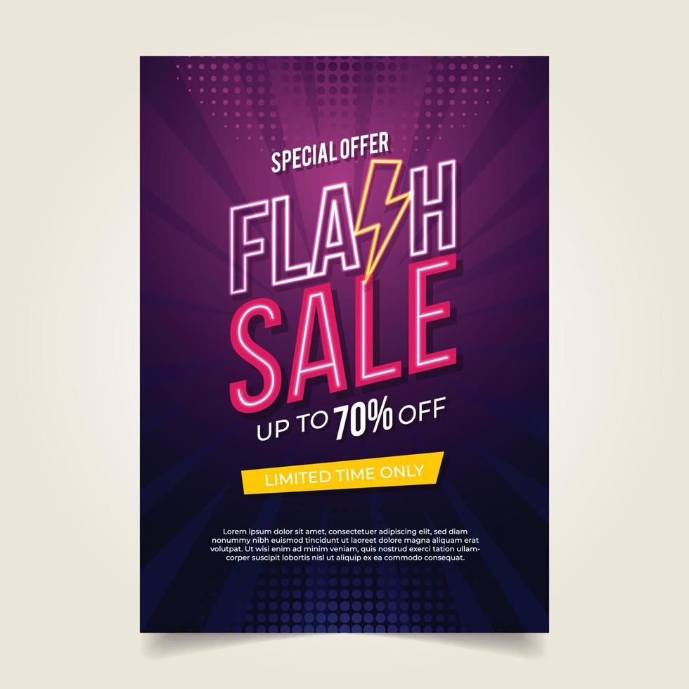 Flash Sale Promotional Poster with Neon Concept Design vector