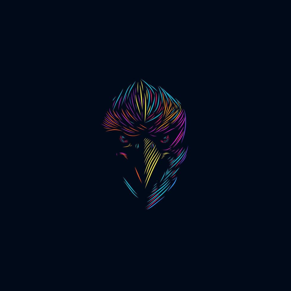 the eagle hawk logo line pop art potrait design colorful with dark background vector