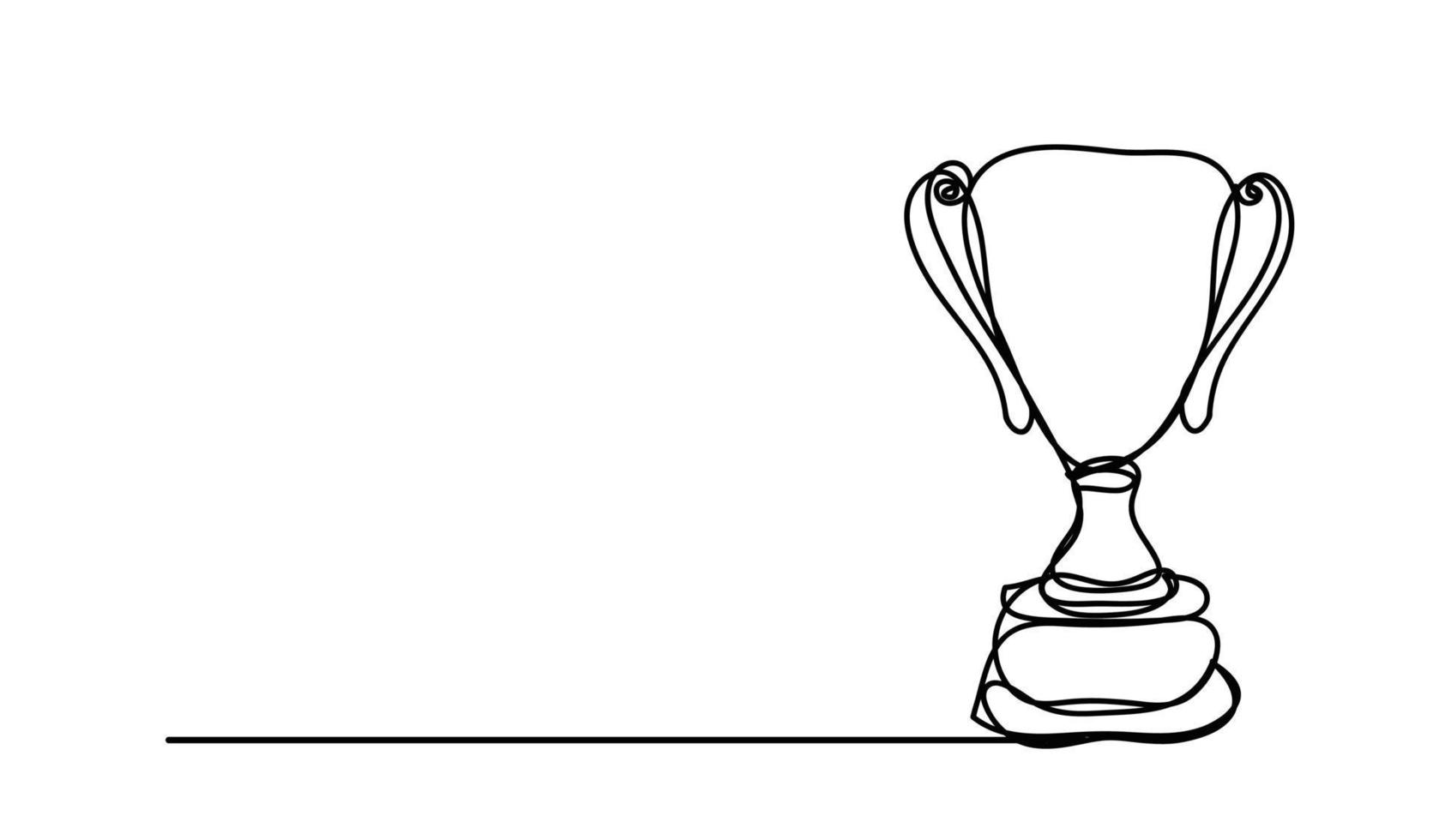 Winner Trophy ,line drawing style, vector design