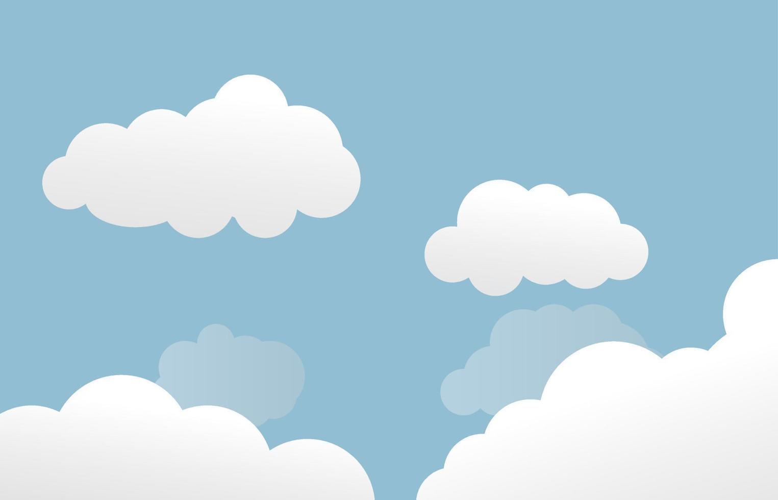 fondo de cielo azul con fondo de nubes, ilustración vectorial. vector