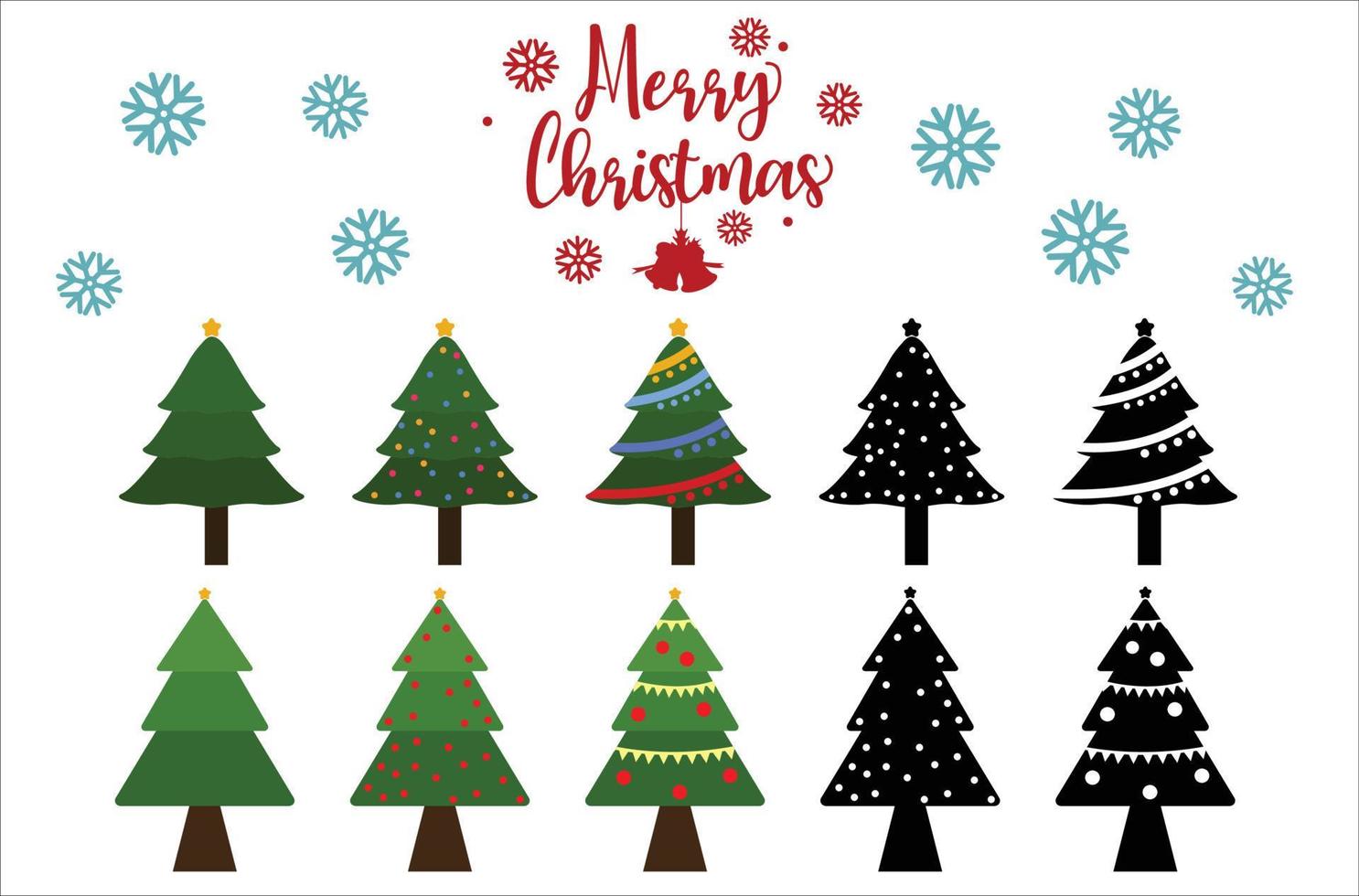 dibujos animados de árboles de navidad, año nuevo e icono de navidad,  ilustraciones vectoriales en fondo blanco. 7922237 Vector en Vecteezy