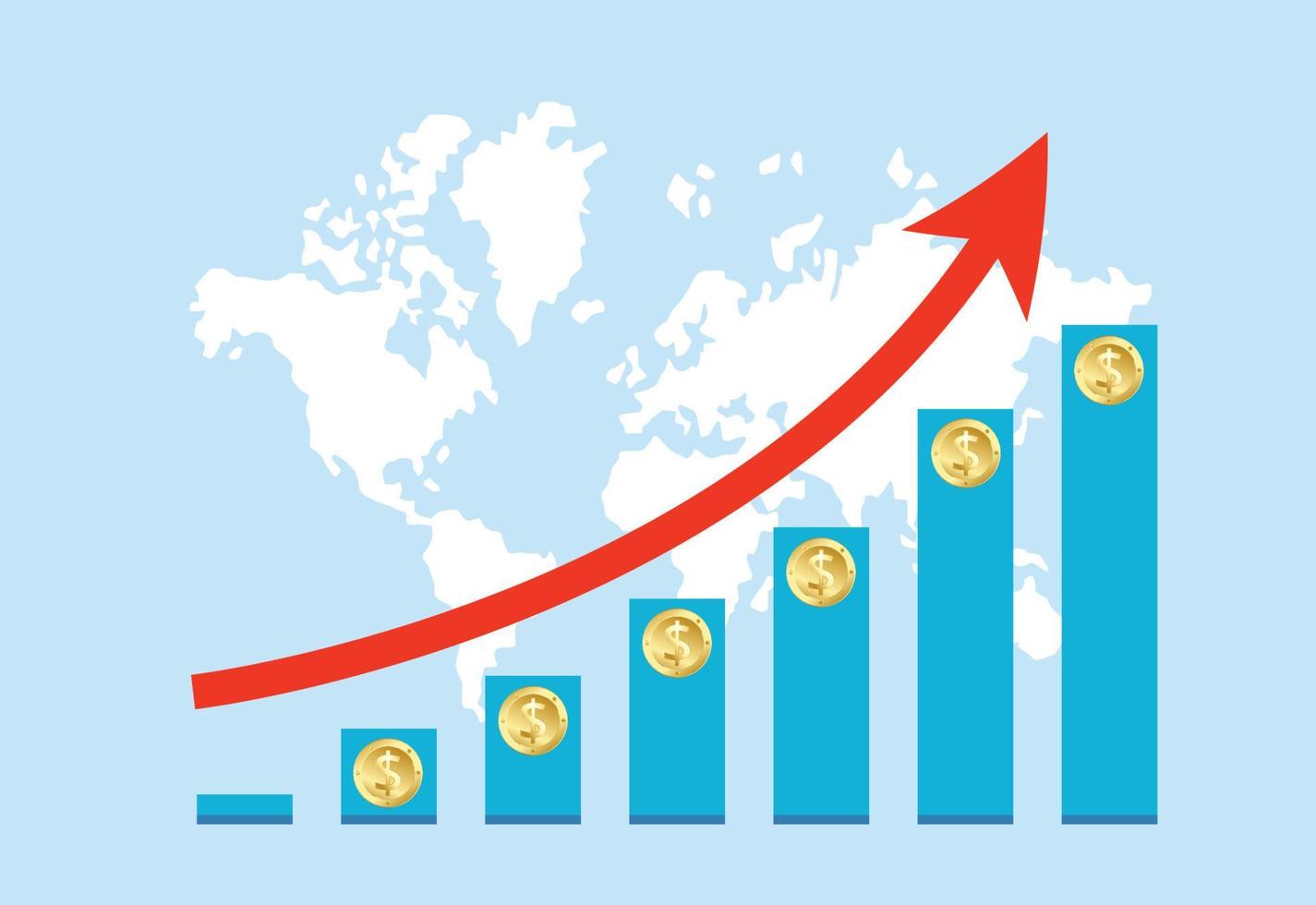 gráfico financiero flecha roja hacia arriba vector