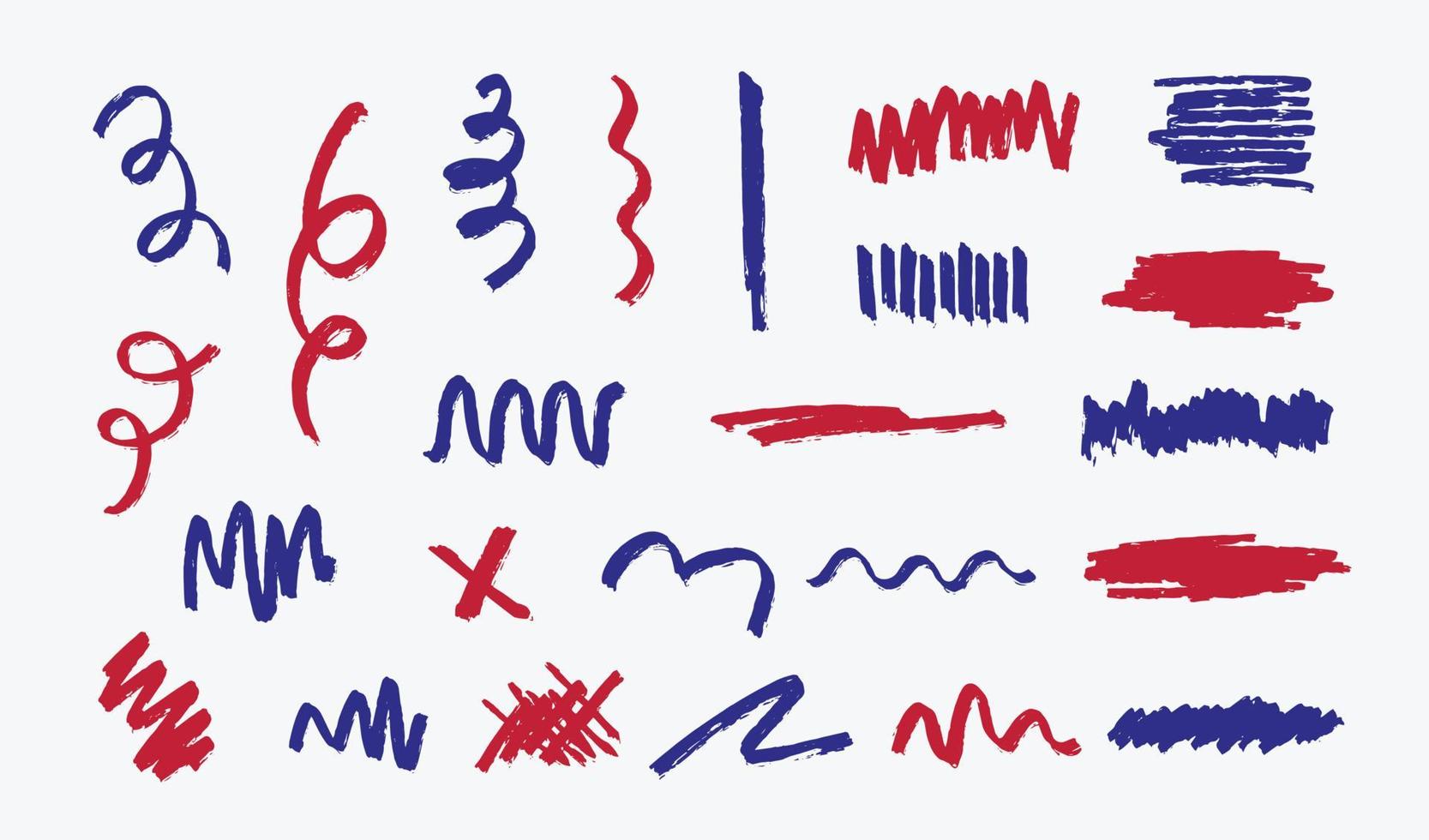 Hand writing draw line brush vector set