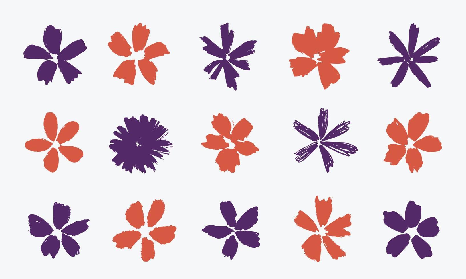 Vector set of flower brush free hand