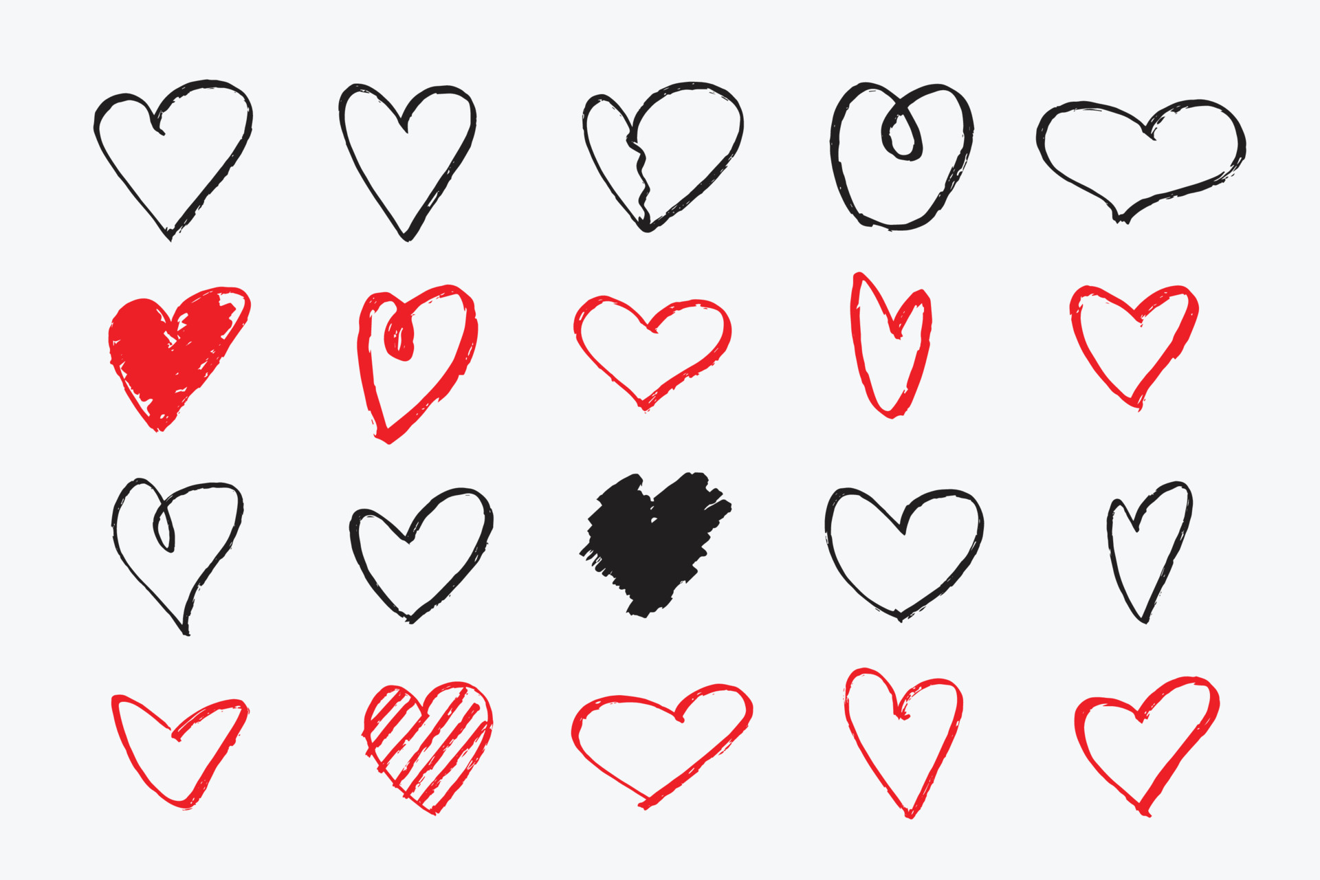 Vector of set heart free hand brush 7922263 Vector Art at Vecteezy