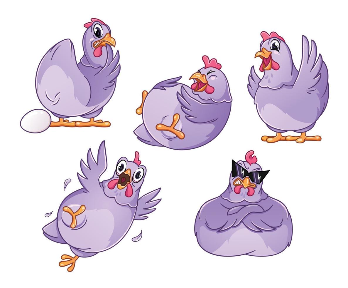 gallina, conjunto de ilustraciones vector