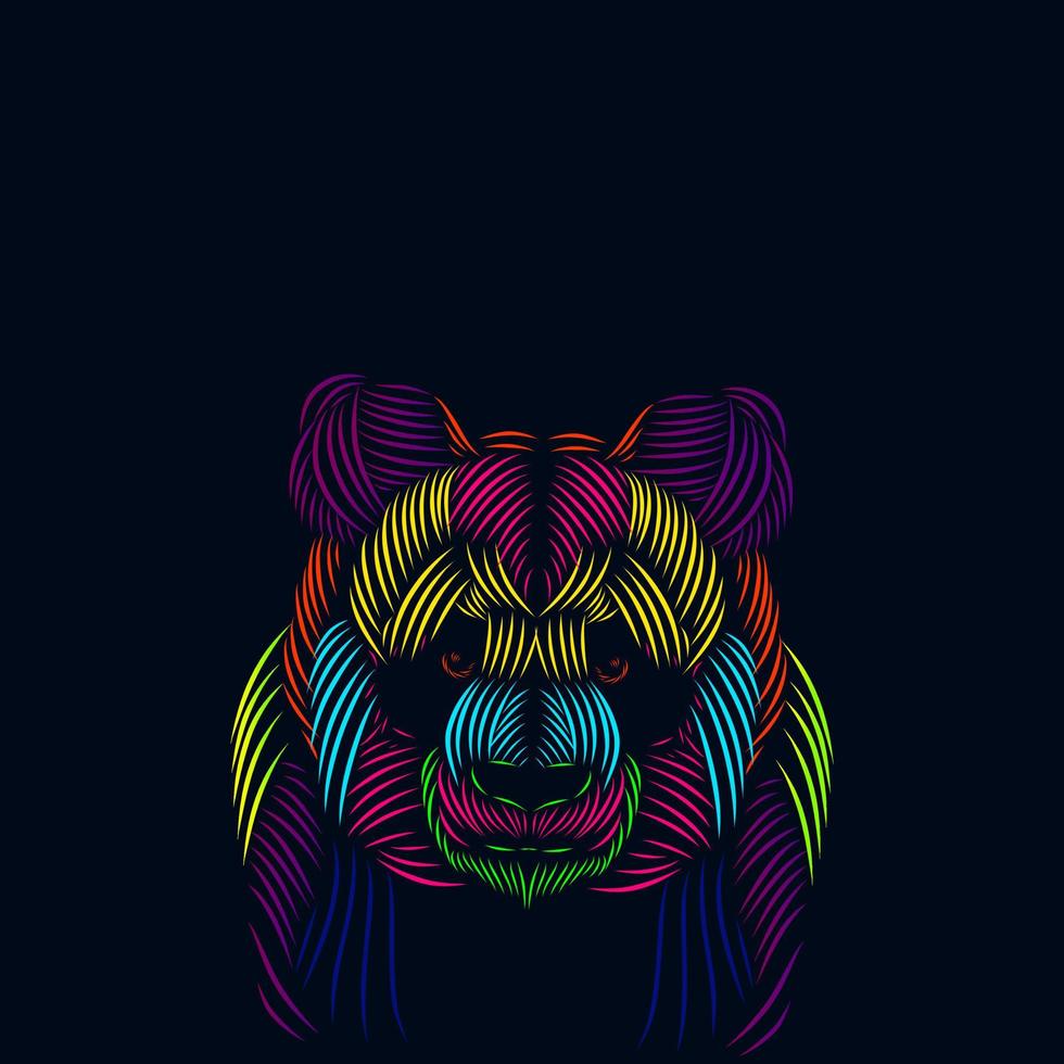 The Panda animal line pop art portrait colorful logo design vector