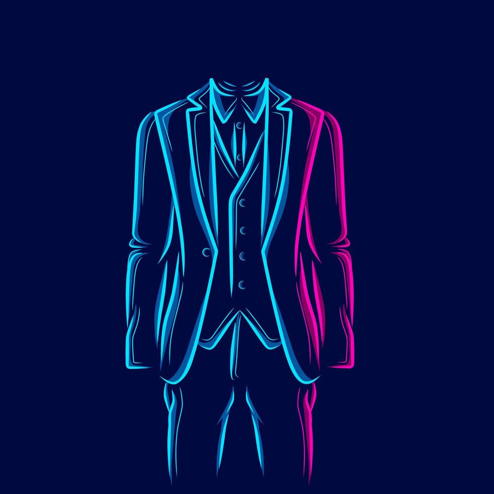 traje formal línea de logotipo retrato de arte pop diseño colorido con fondo oscuro. ilustración vectorial abstracta. vector