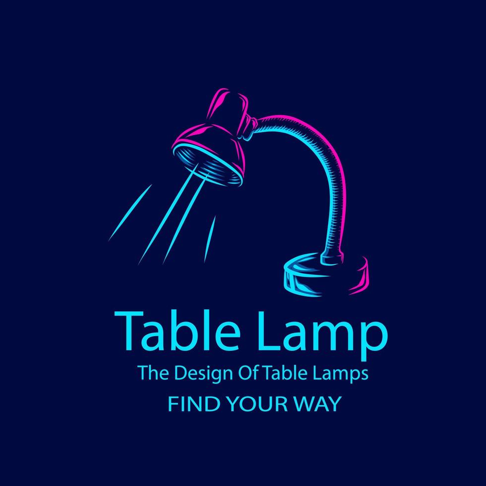 Table lamp for study line pop art portrait colorful logo design with dark background. Abstract vector illustration.