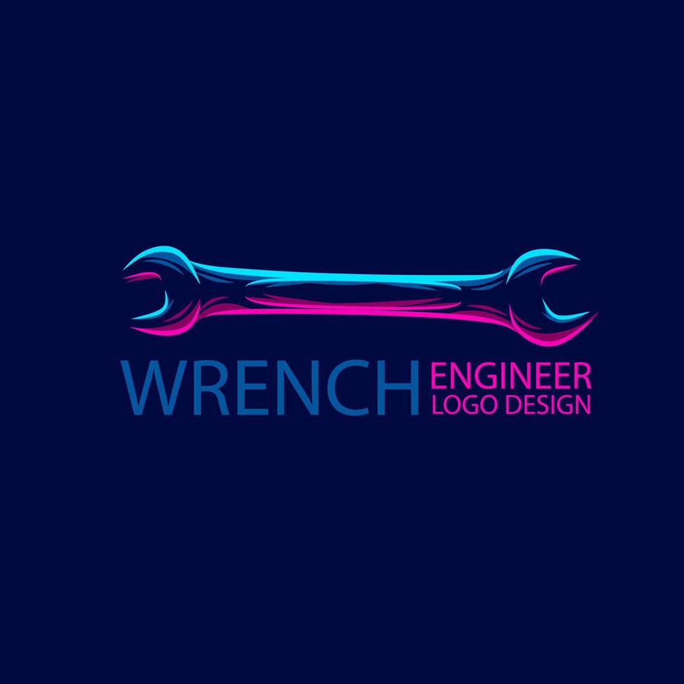 Wrench equipment line pop art portrait colorful design with dark background. Abstract vector illustration.