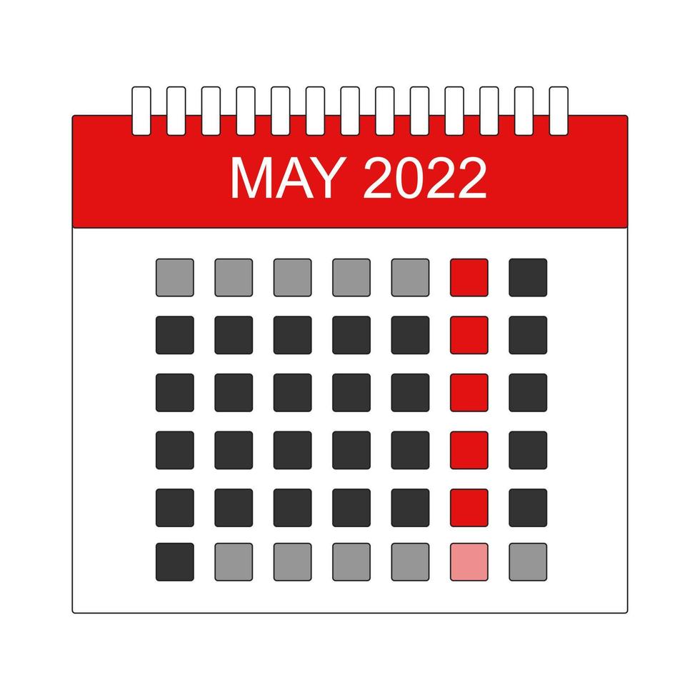 Monthly May 2022 Calender Vector Design