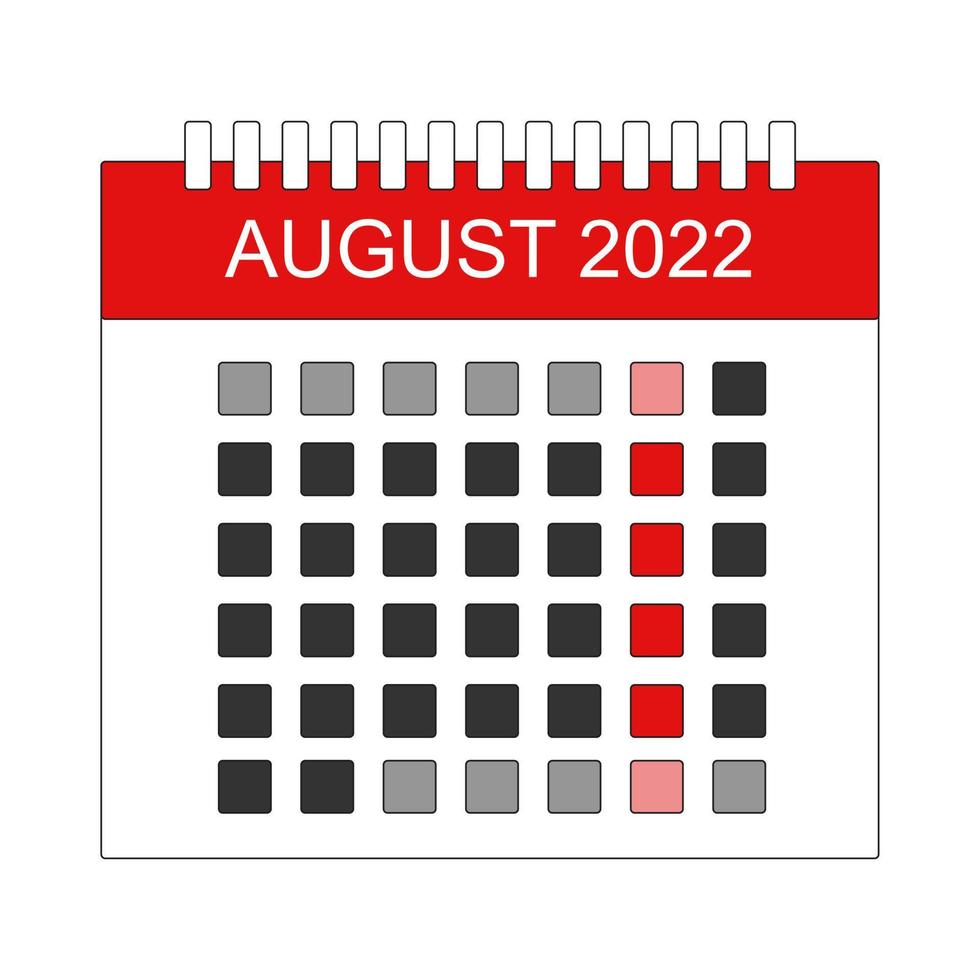 mes de agosto de 2022 diseño de vector de calendario