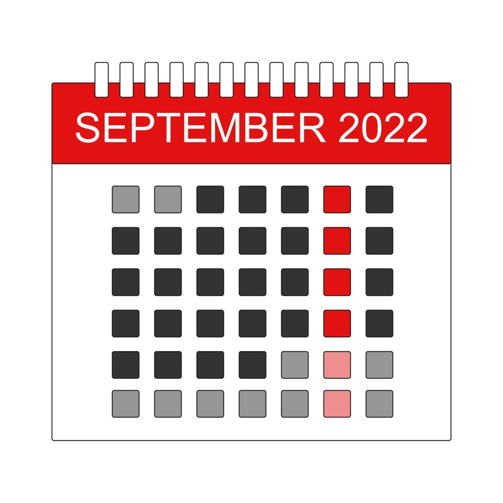 Monthly September 2022 Calender Vector Design