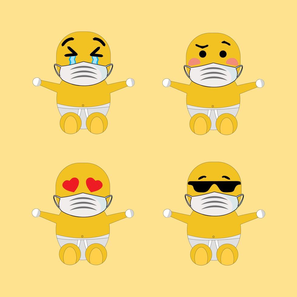 Baby Face Cute Emoji Set Defferent3 Vector