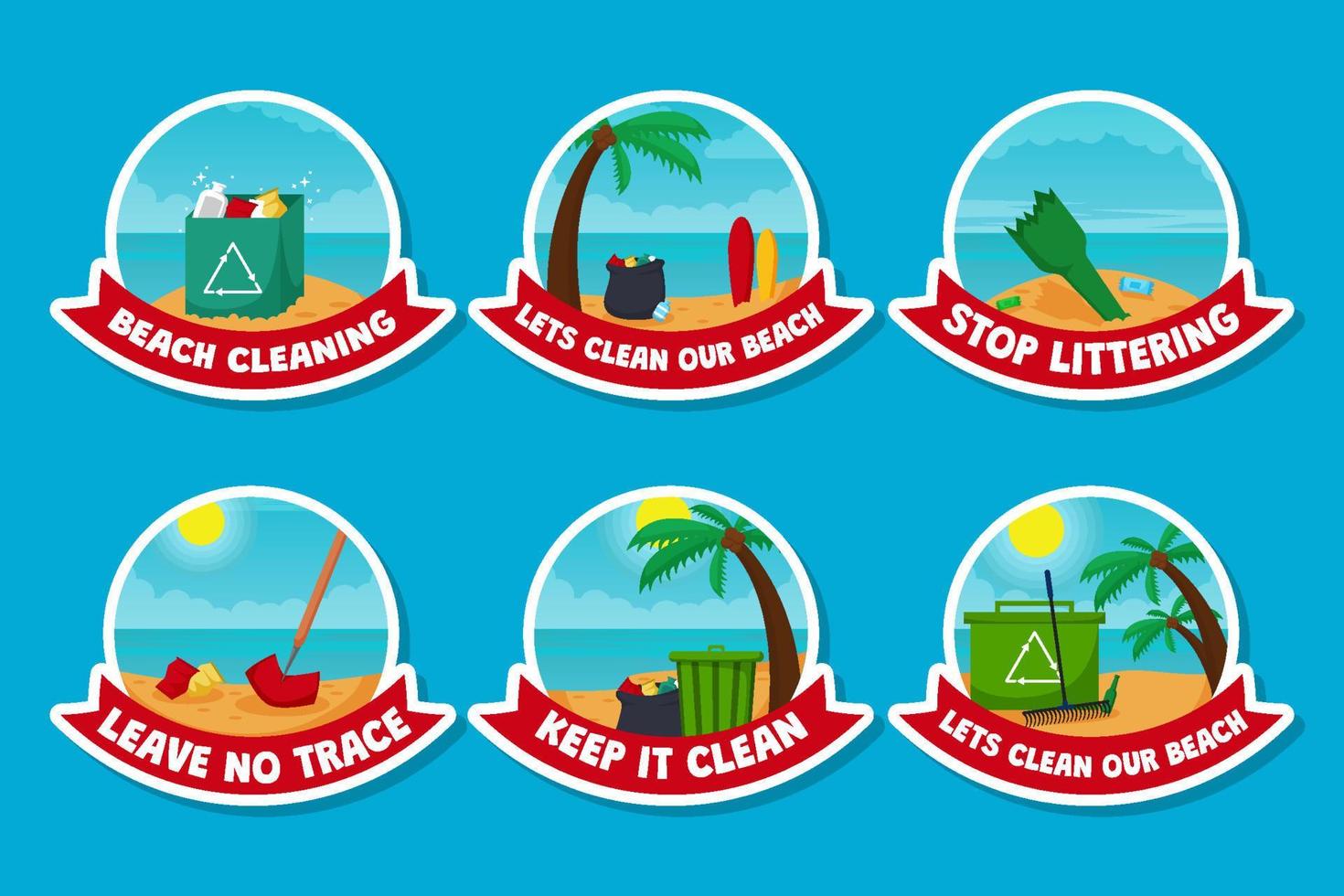 etiqueta de limpieza de playas vector