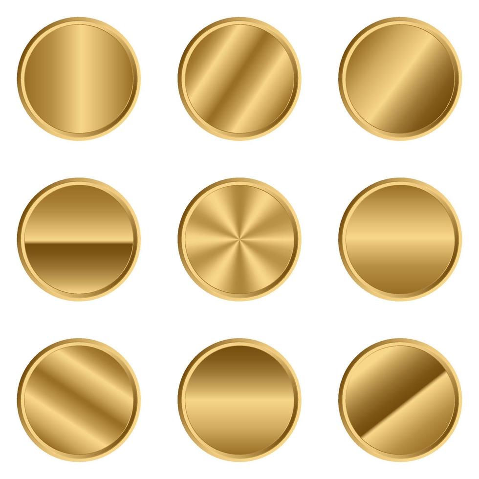 Luxury gold circle button. Gold circle. Realistic metal button. Vector illustration