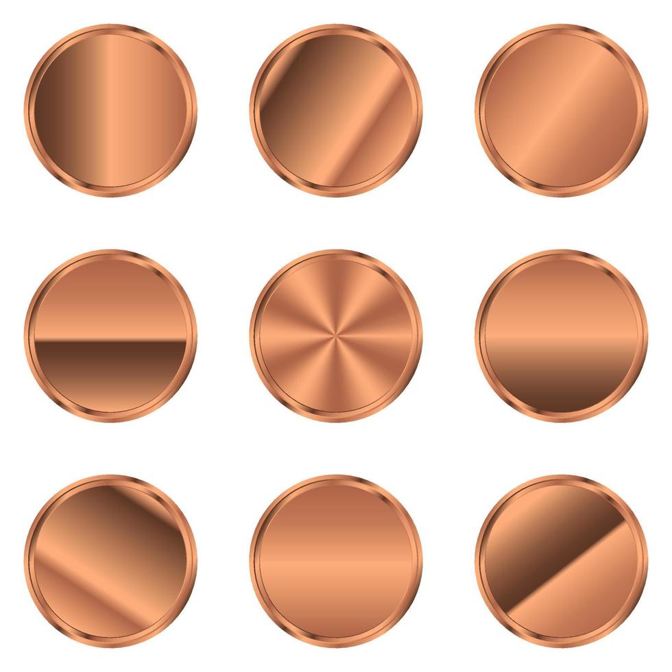botón circular de bronce de lujo. círculo de bronce. botón de metal realista. ilustración vectorial vector
