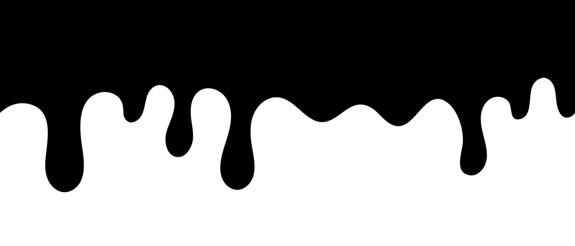 Black melt drips. Liquid paint drops seamless vector. Dripping paint