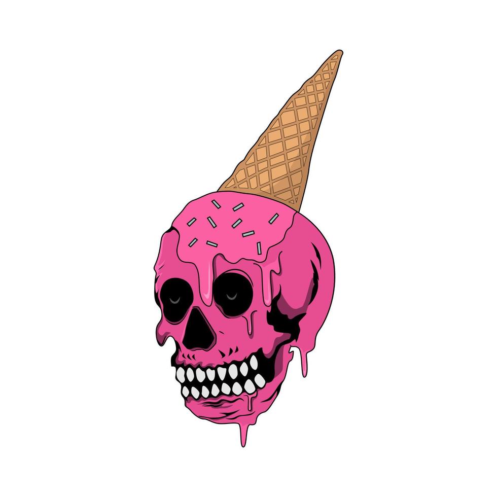 skull ice cream illustration for tshirt design vector