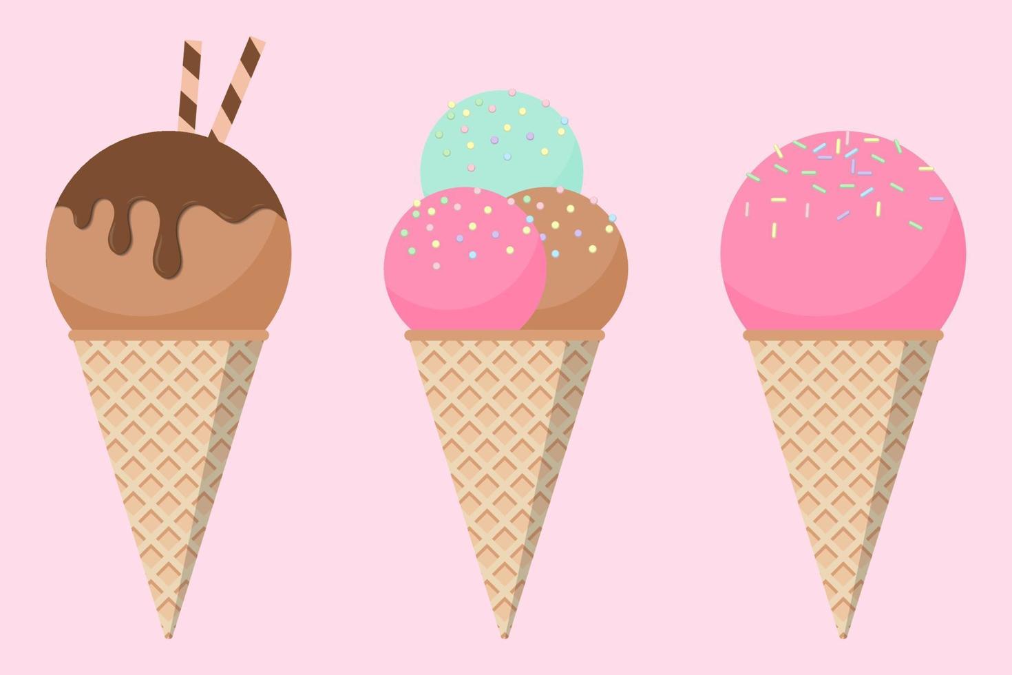 helado dulce. vector de helado de colección. divertido juego de helados vectoriales. ilustración vectorial