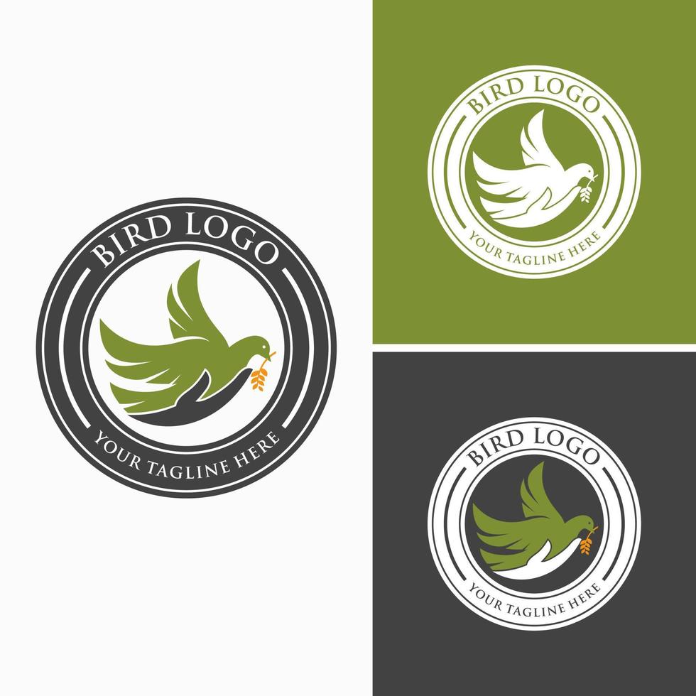 Bird Logo Abstract Line art Outline Design Vector Template