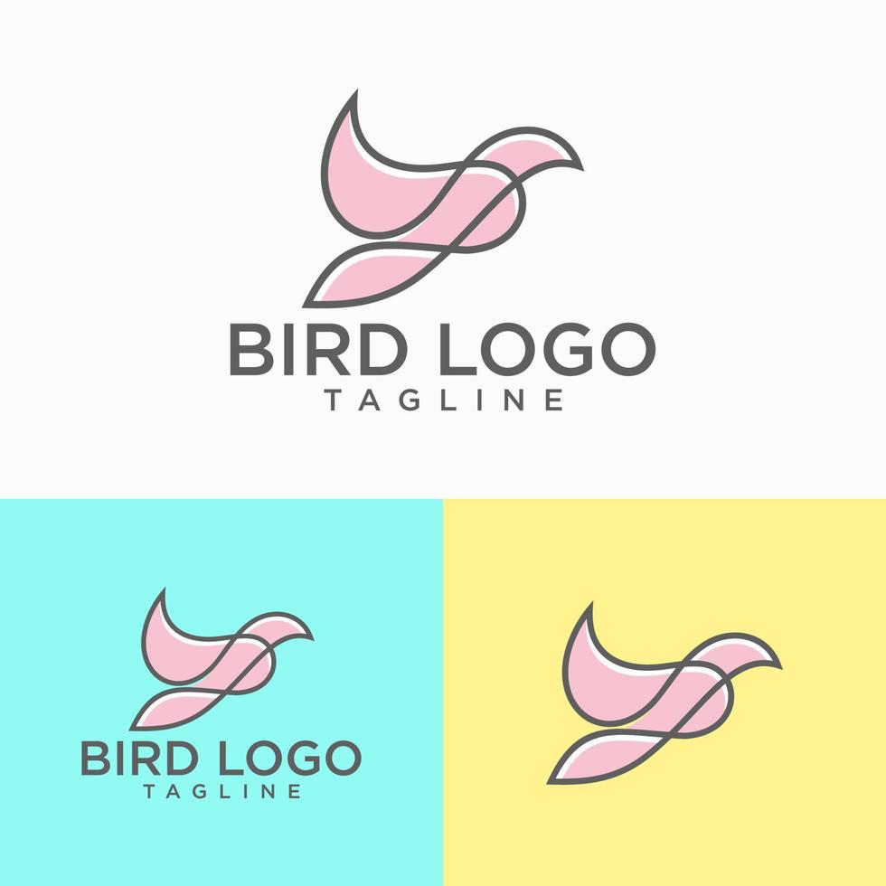 Bird Logo Abstract Line art Outline Design Vector Template