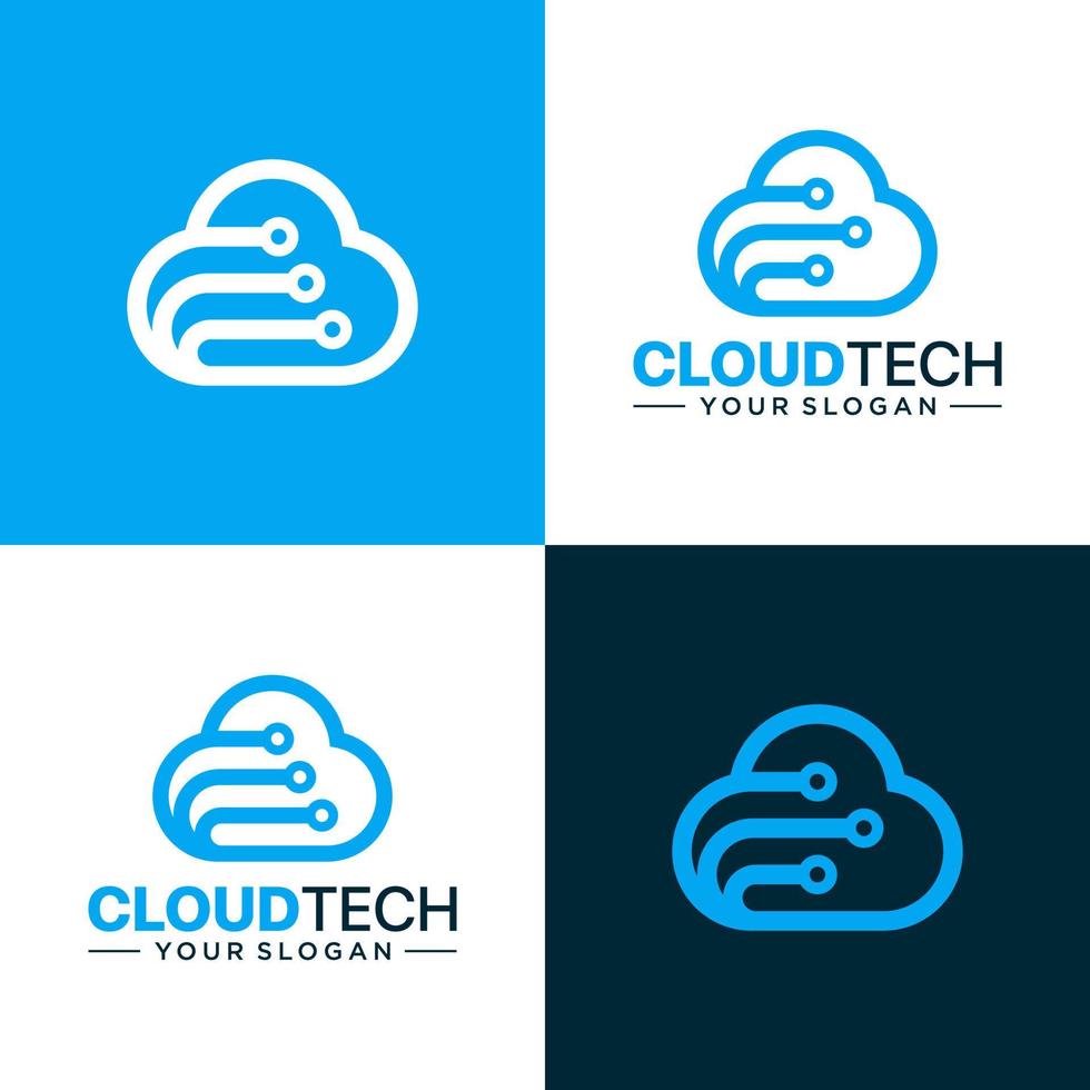 plantilla de diseño de logotipo de tecnología en la nube vector