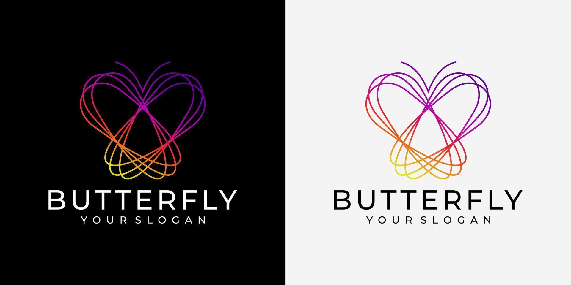 mariposa logo vector línea contorno monoline icono ilustración