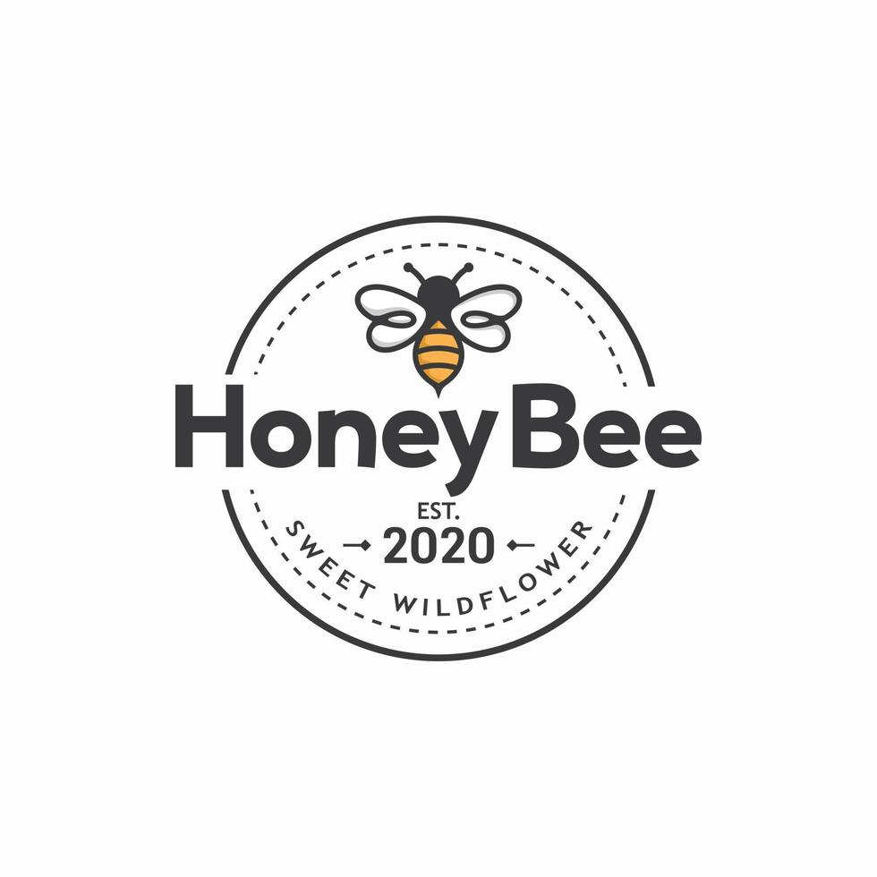 vintage honey bee logo template vector illustration