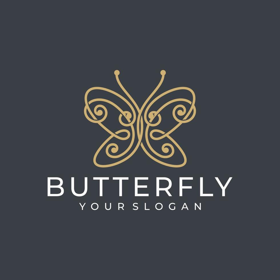 butterfly logo vector line outline monoline icon illustration