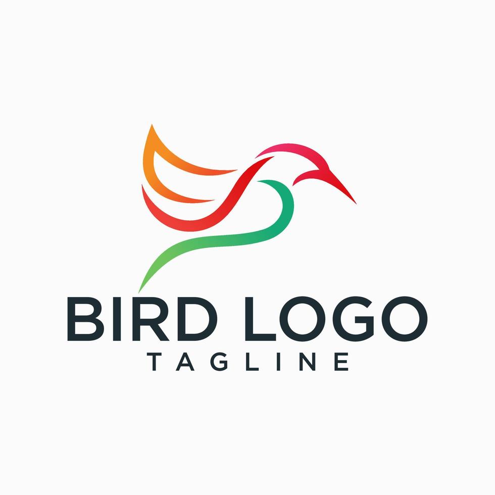 ilustración de diseño de icono de logotipo de línea de colibrí vector