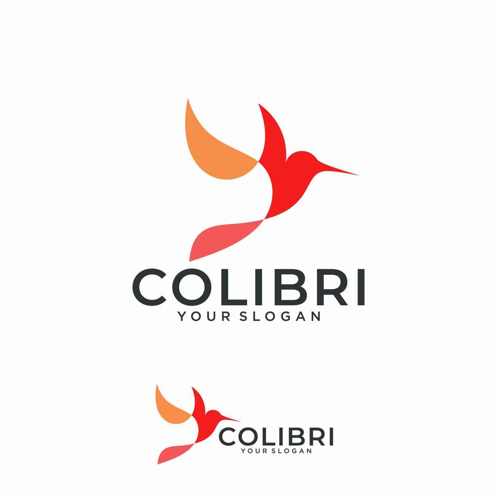 Ilustración de vector de logotipo de colibrí colorido moderno