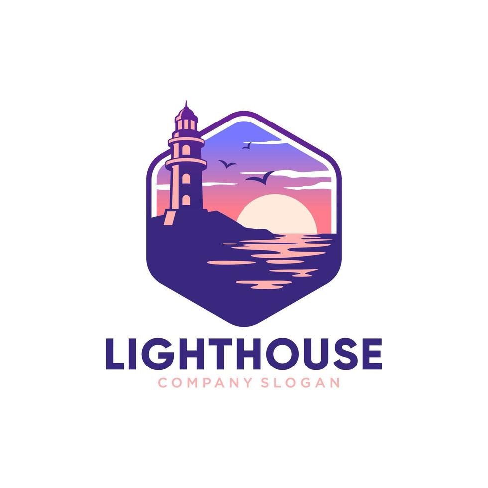 Lighthouse logo design template vector illustration