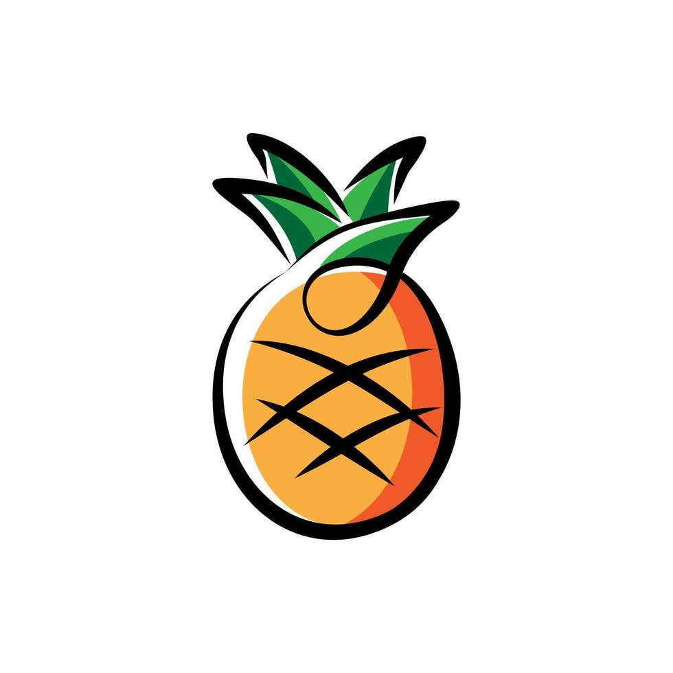 ilustración artística creativa del diseño del símbolo del logotipo de la fruta de la piña vector