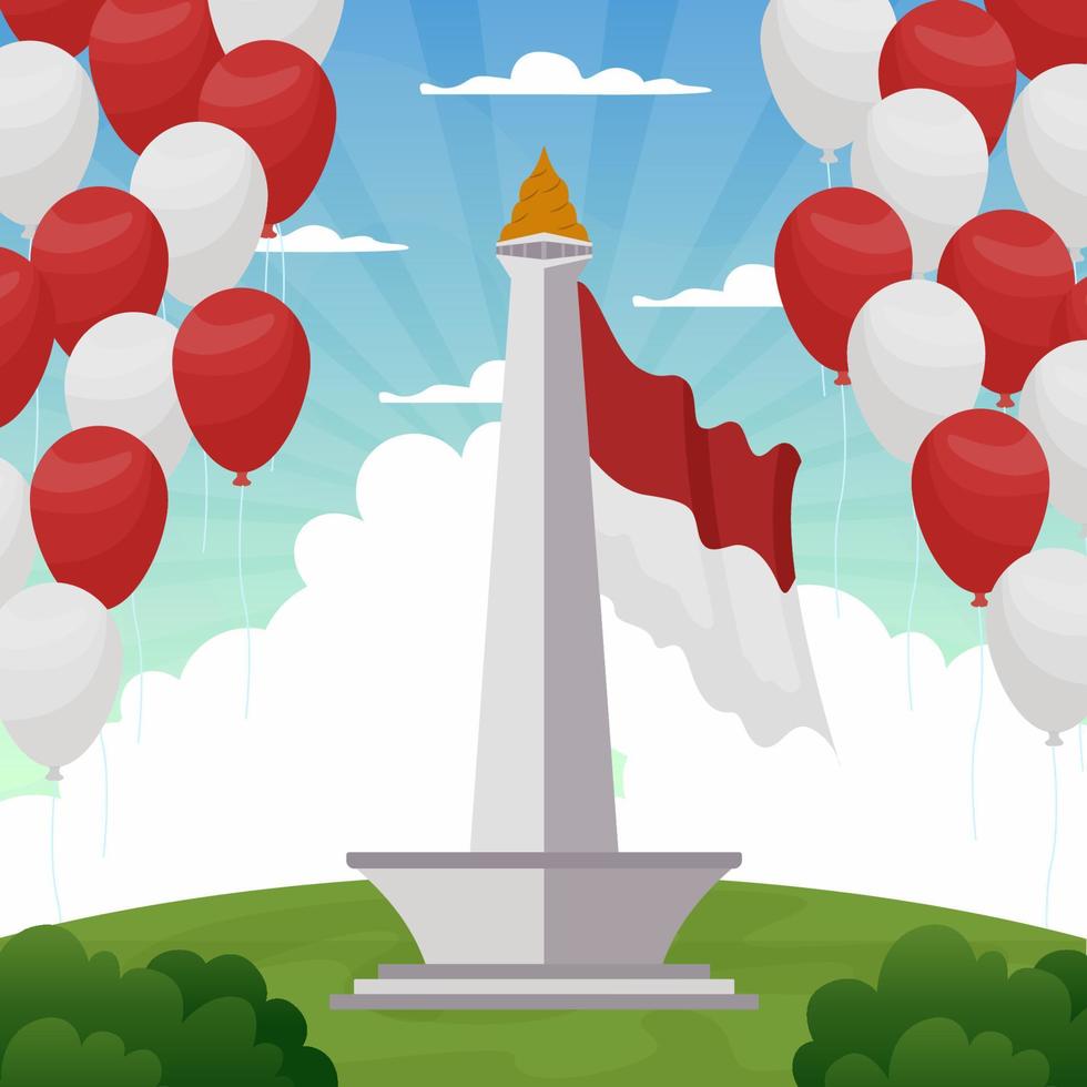 Indonesia Independent Day with Monas vector