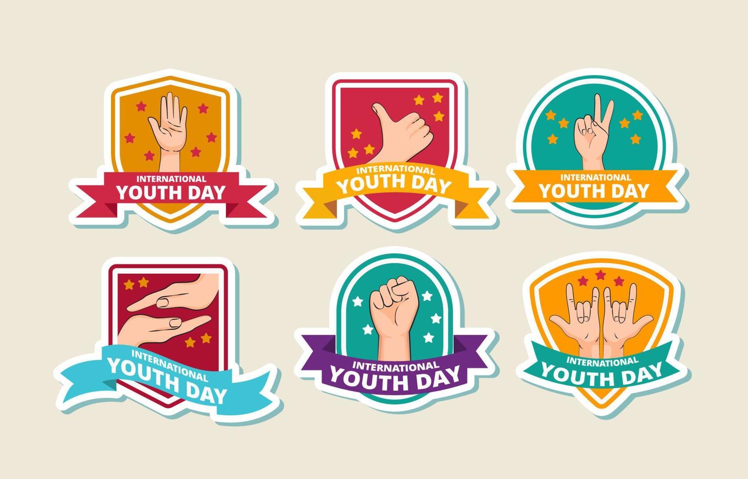 International Youth Day Badge Collection vector