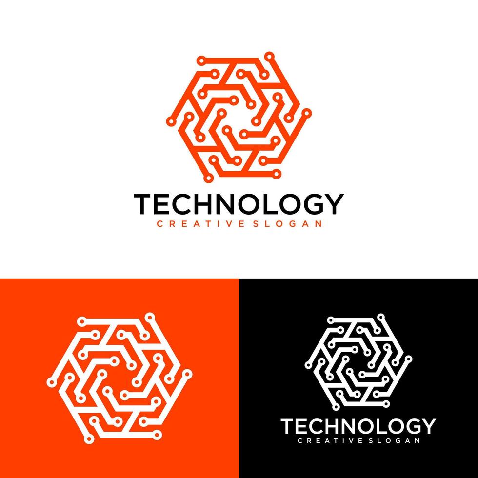 Modern Hexagon tech logo designs concept vector, Hexa Technology logo template vector