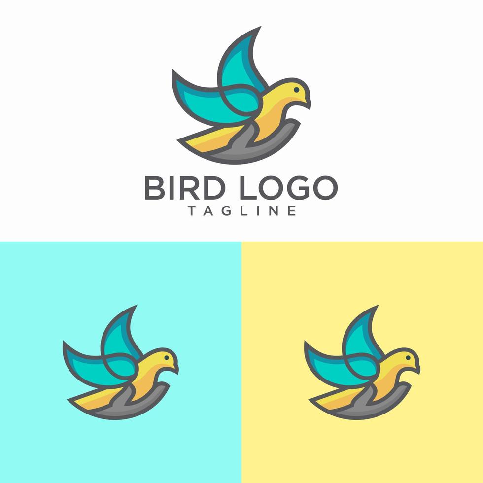 Bird Logo Abstract Line art Outline Design Vector Template