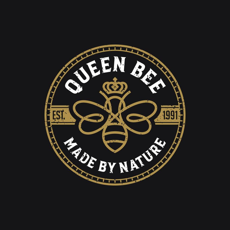 logotipo de lujo de abeja reina. Ilustración de vector de plantilla de diseño gráfico de miel de abeja