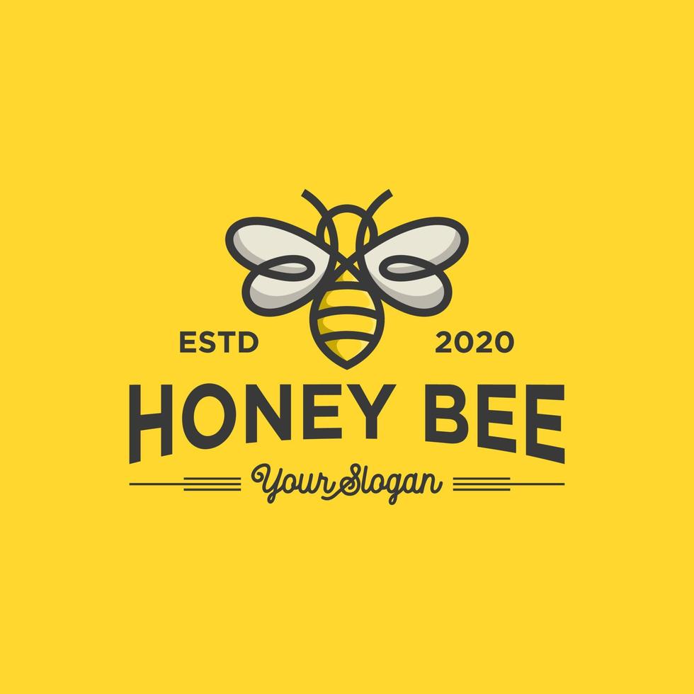 vintage honey bee logo template vector illustration