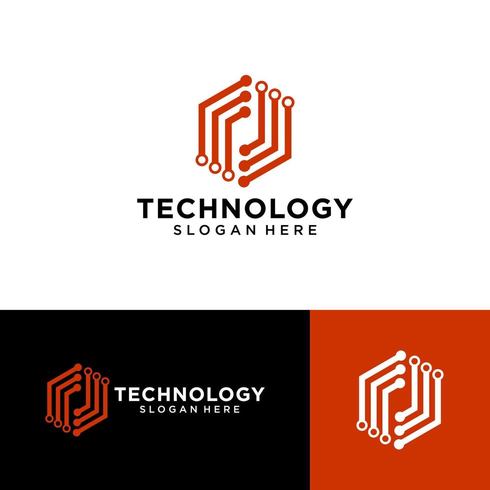 Modern Hexagon tech logo designs concept vector, Hexa Technology logo template vector