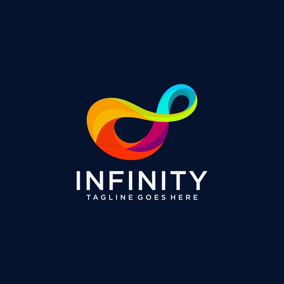 Infinite limitless symbol icon or logo design template. Corporate branding identity rainbow gradient vector